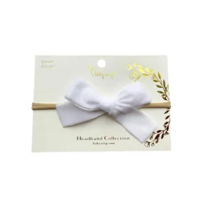 Baby Wisp Velvet Bow Headband / White