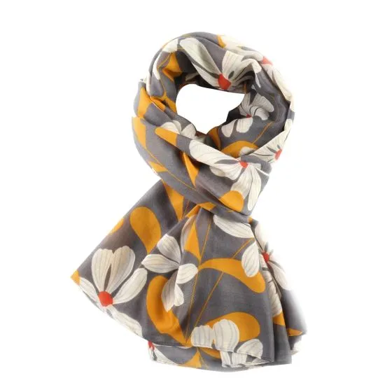 Bold Blooms Scarf Grey