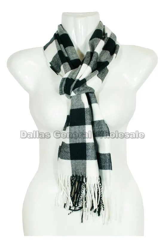 Checkered Cashmere Feel Scarf Wholesale