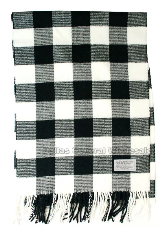 Checkered Cashmere Feel Scarf Wholesale