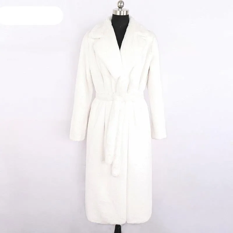 Chic Winter Luxe: Korean-Style Faux Fur Long Coat for Fashion Forward Individuals