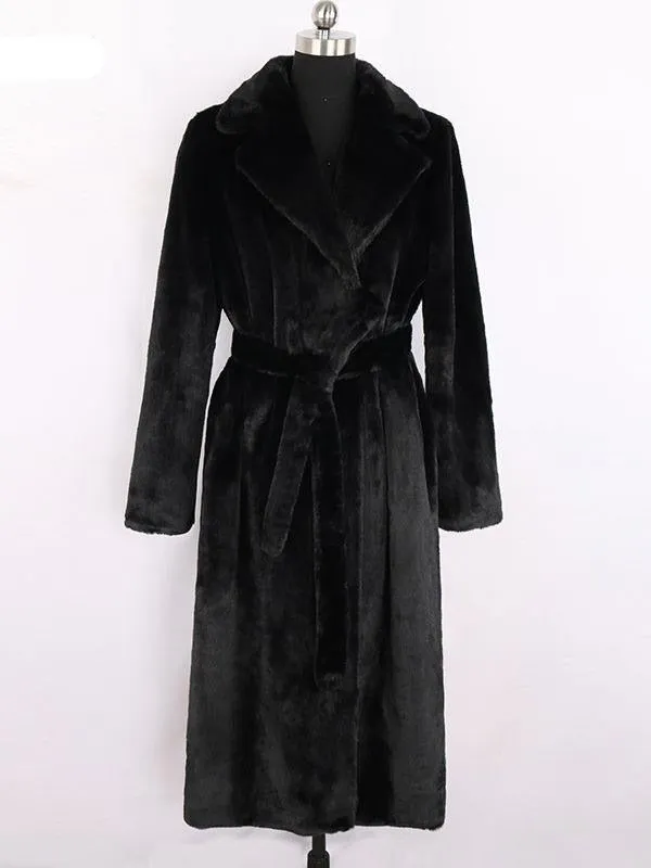 Chic Winter Luxe: Korean-Style Faux Fur Long Coat for Fashion Forward Individuals