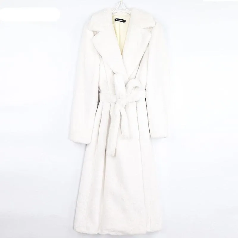 Chic Winter Luxe: Korean-Style Faux Fur Long Coat for Fashion Forward Individuals