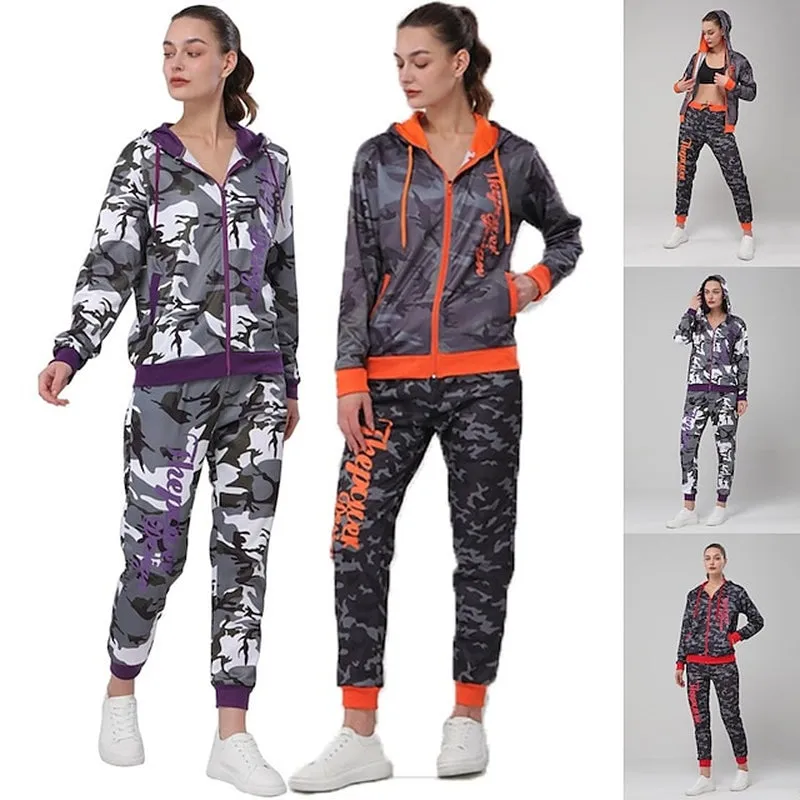 Chic Women's Thermal Tracksuit: Stylish 2-Piece Full Zip Sweatsuit for Winter Workouts in Bold Colors