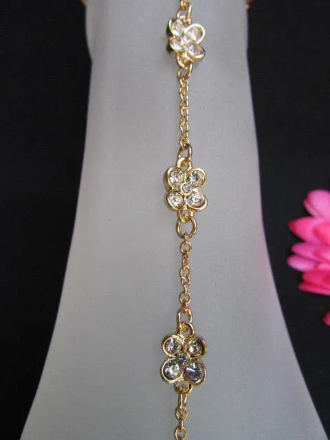 Gold Metal Anklet Foot Thin Chain Small Flower Roses