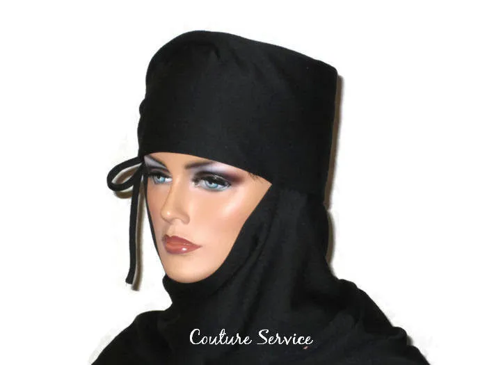 Handmade Black Turban Scarf Hat, Side Shirred