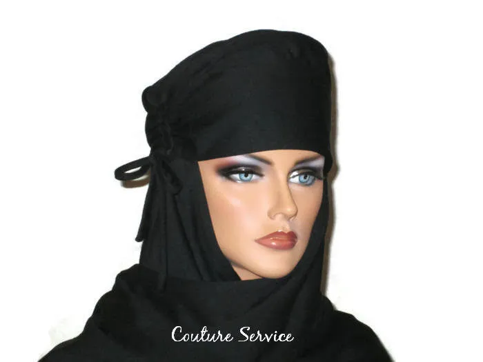 Handmade Black Turban Scarf Hat, Side Shirred