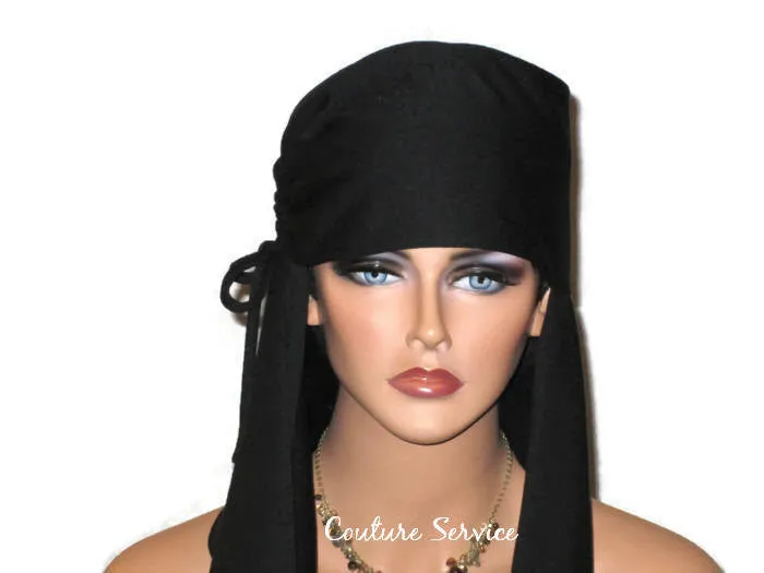 Handmade Black Turban Scarf Hat, Side Shirred