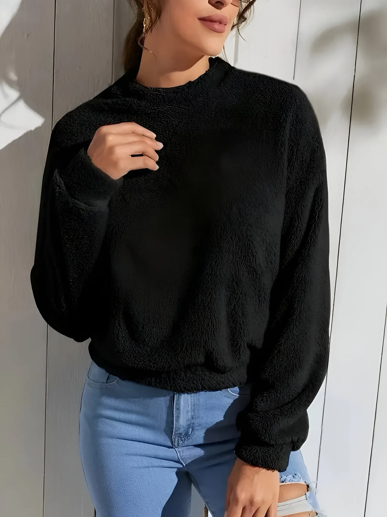 Ivyshape | Cozy & Stylish Teddy Sweatshirt for Autumn & Winter