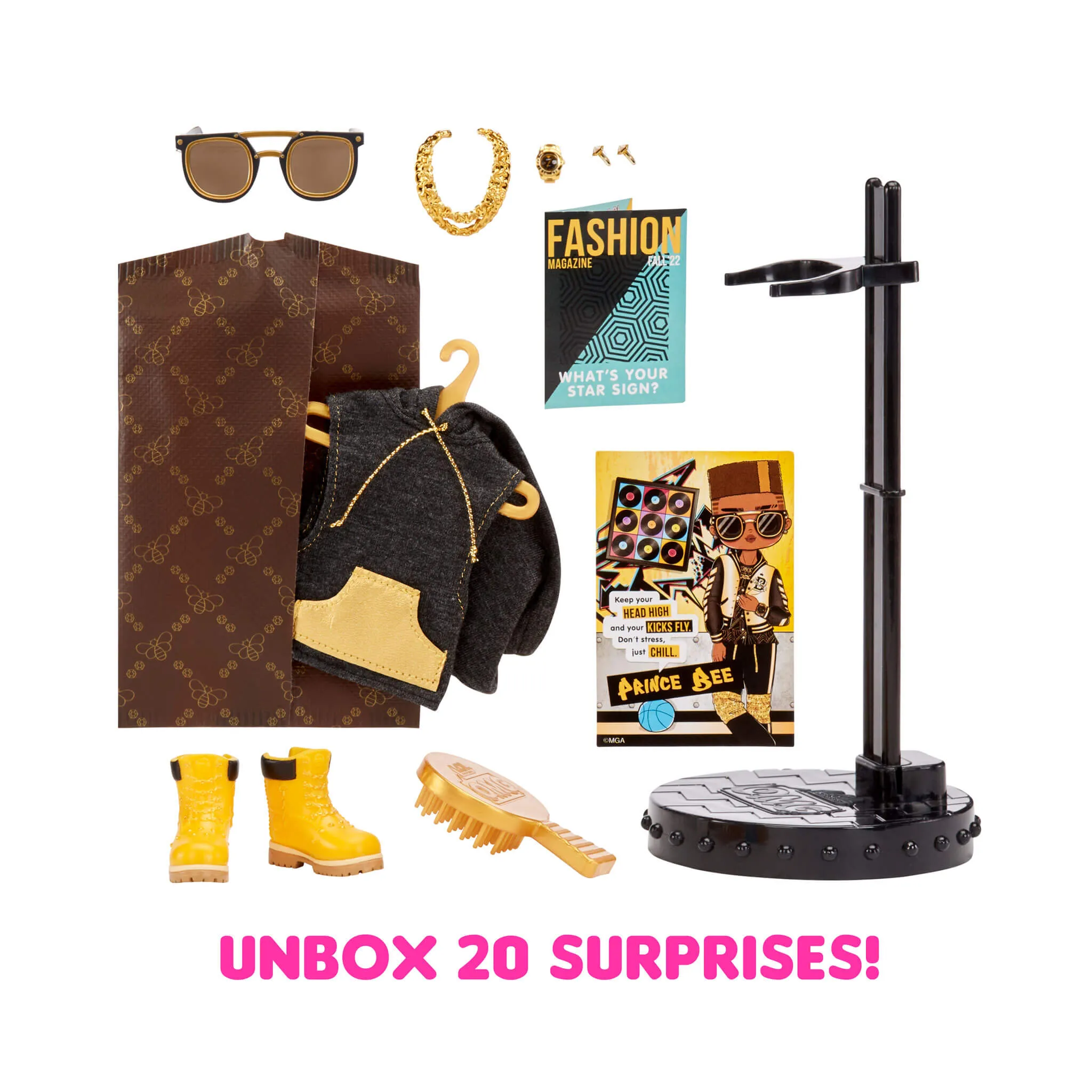 LOL Surprise OMG Guys Fashion Doll Prince Bee with 20 Surprises