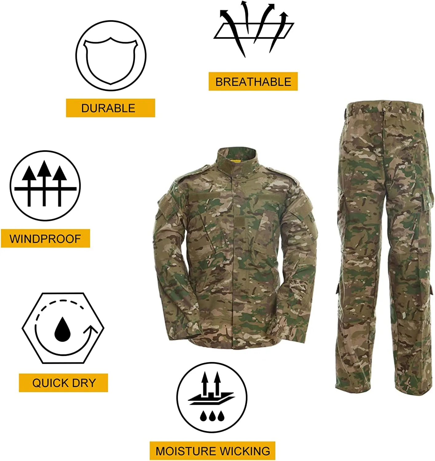 Mens Military Uniform Camo Jacket and Airsoft Pants Army Combat