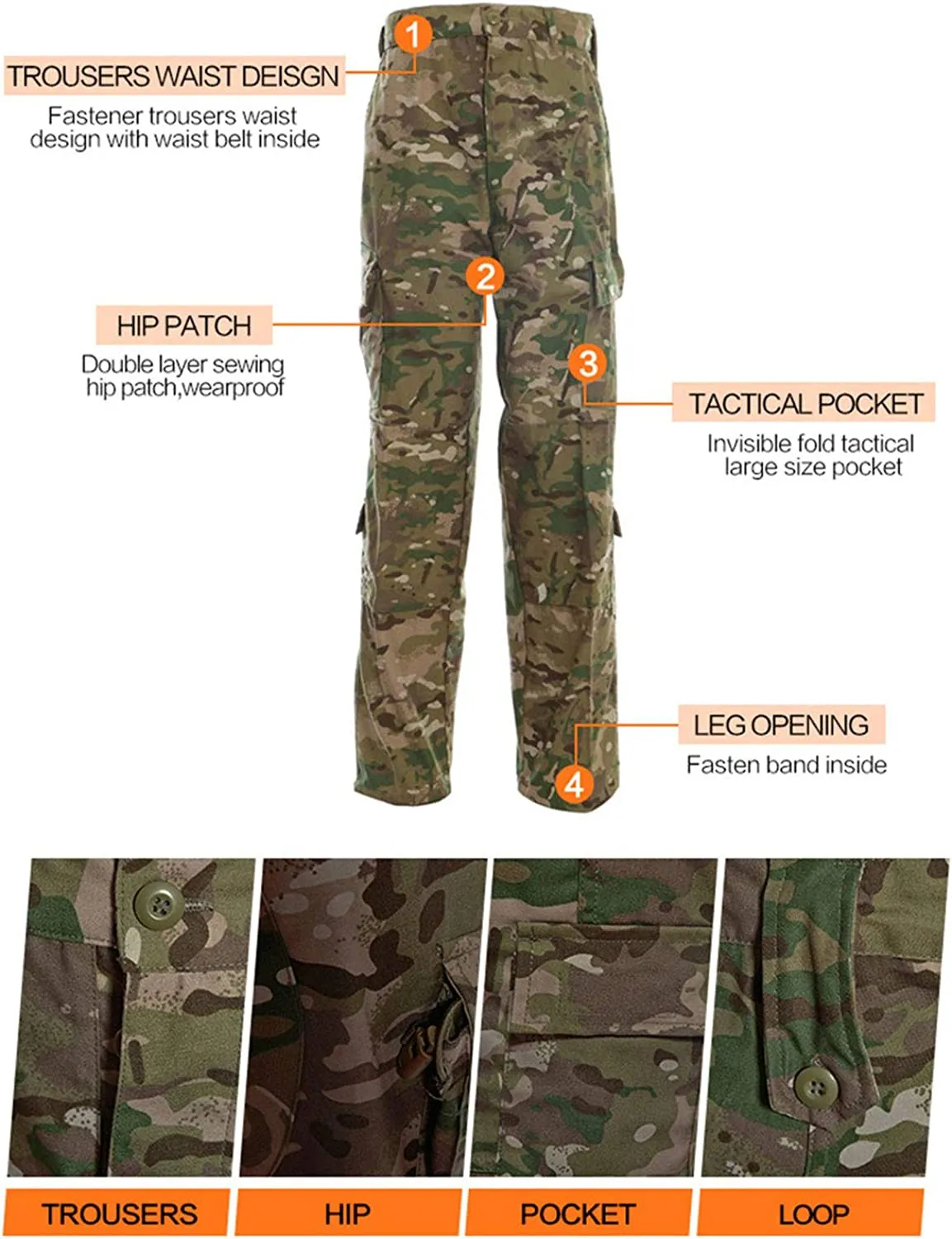 Mens Military Uniform Camo Jacket and Airsoft Pants Army Combat