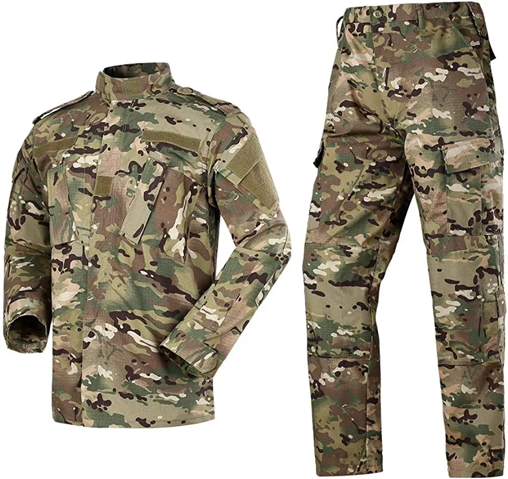 Mens Military Uniform Camo Jacket and Airsoft Pants Army Combat