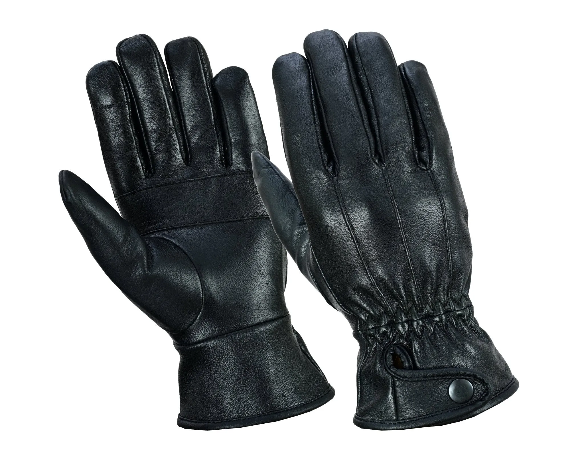 Mens Soft Leather Fashion Winter Gloves with Fleece Lining