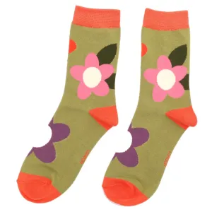 Miss Sparrow Large Flowers Socks Moss