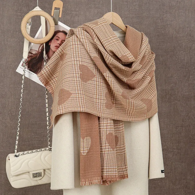 New Winter Plaid Cashmere Luxury Warm Thickened Poncho Tassel Unisex Scarf