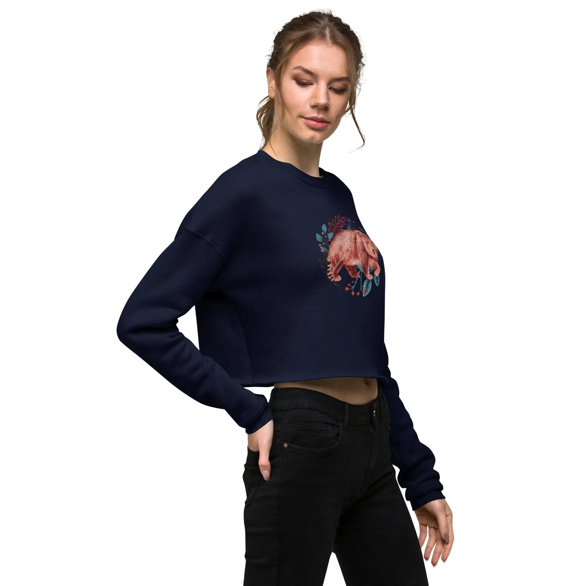 Nordic Winter Cropped Sweatshirt - Bear