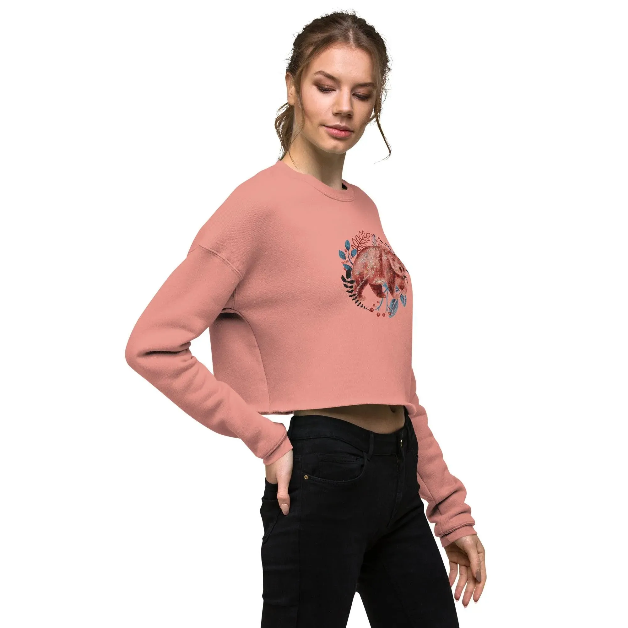 Nordic Winter Cropped Sweatshirt - Bear