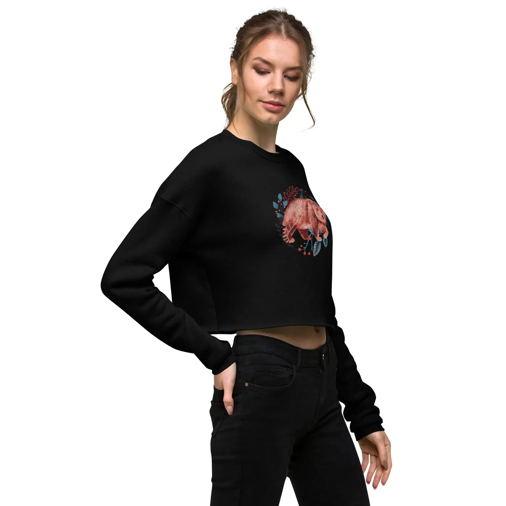 Nordic Winter Cropped Sweatshirt - Bear