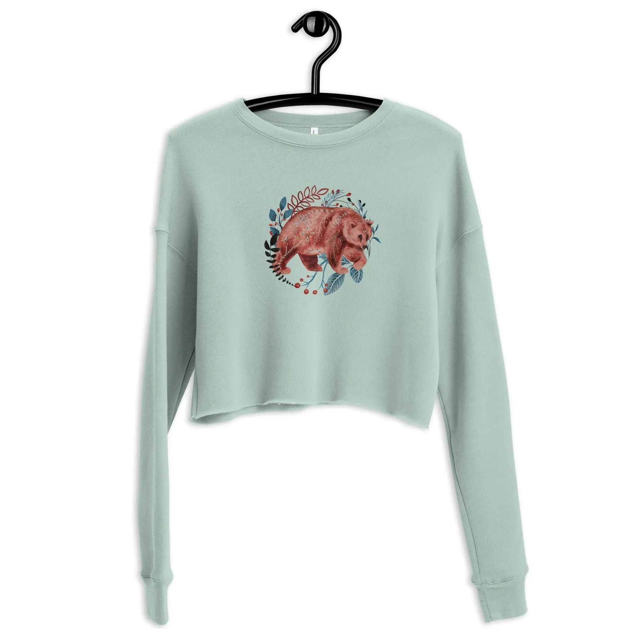 Nordic Winter Cropped Sweatshirt - Bear