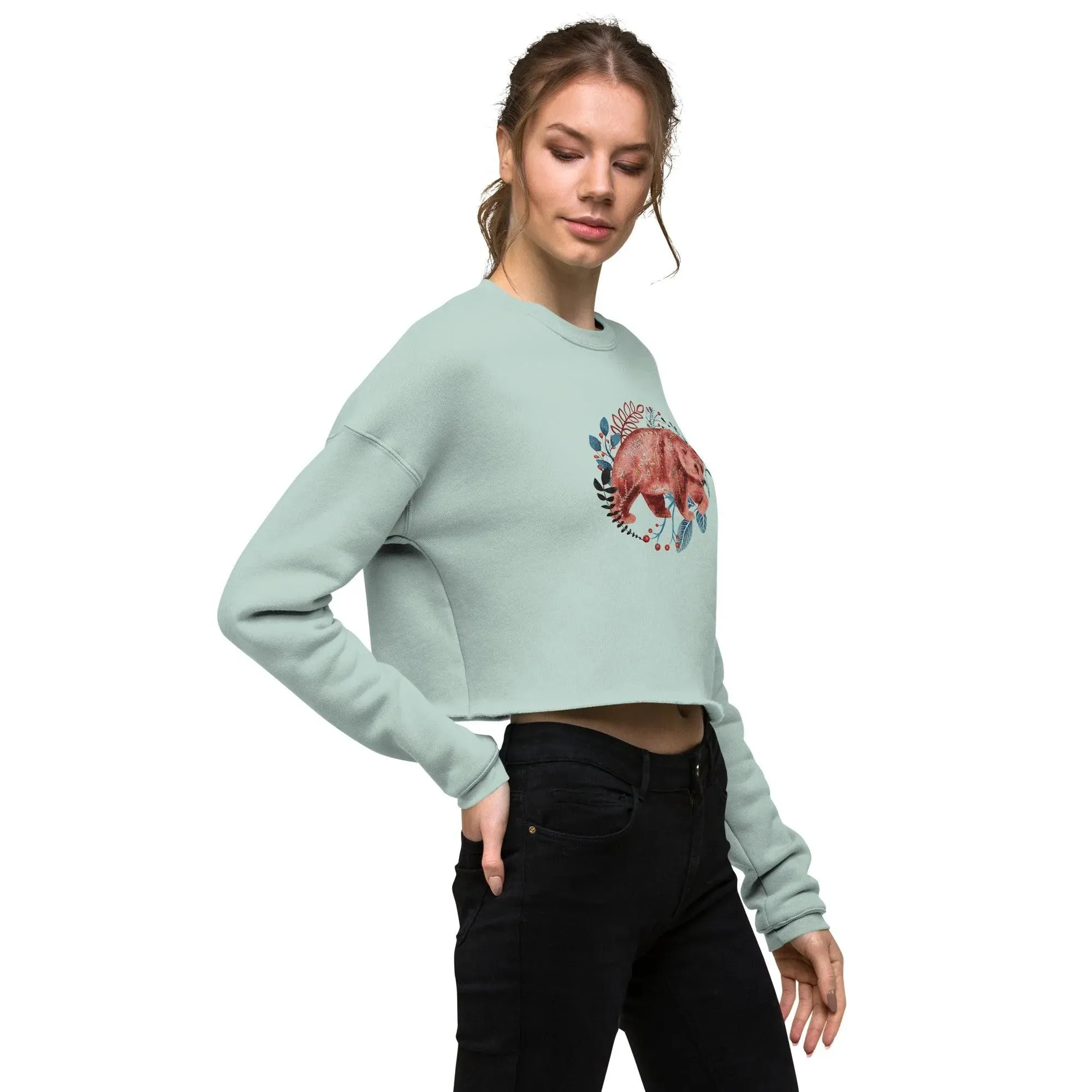 Nordic Winter Cropped Sweatshirt - Bear