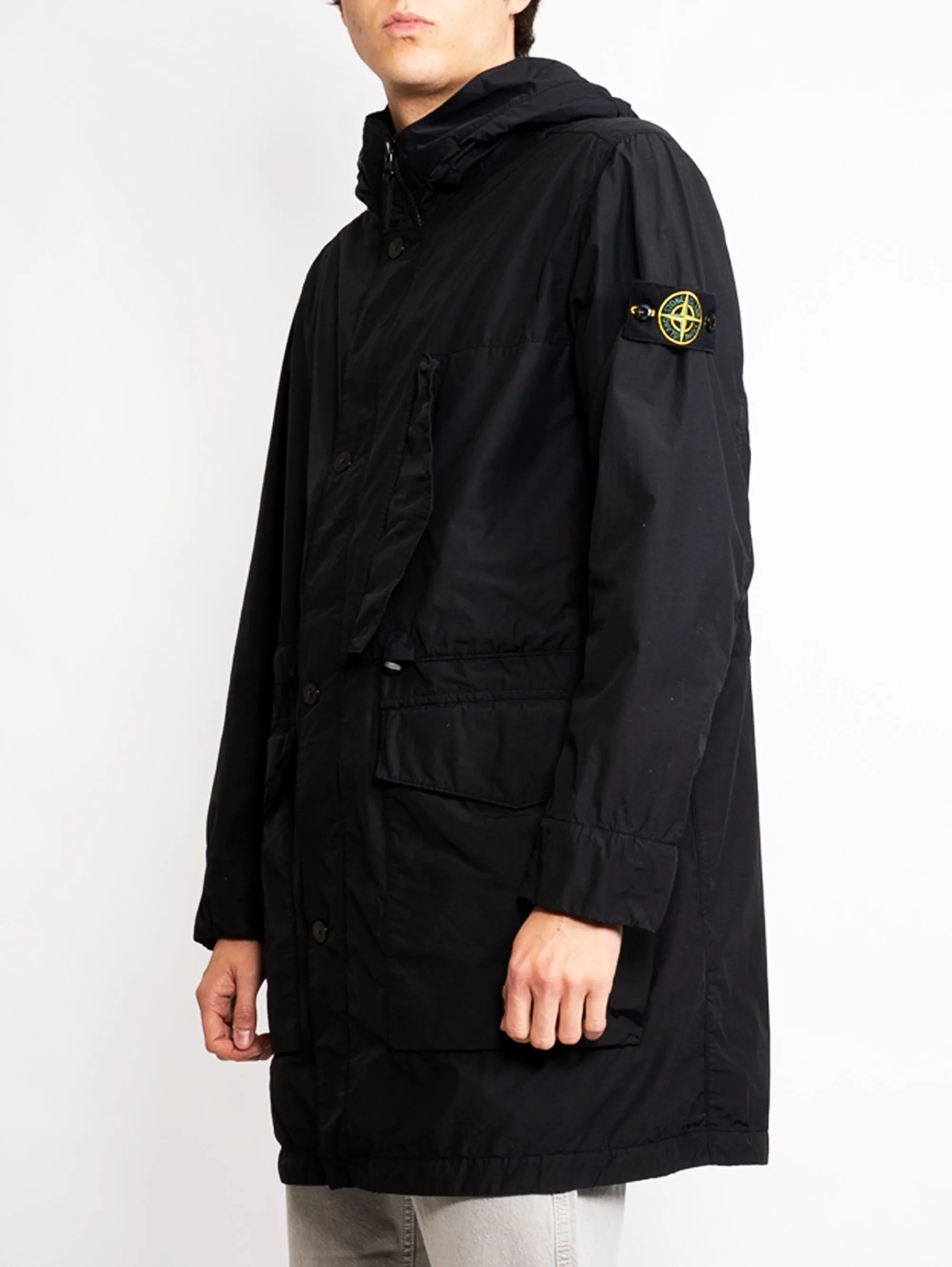 Parka con Cappuccio in Tessuto Naslan Nero