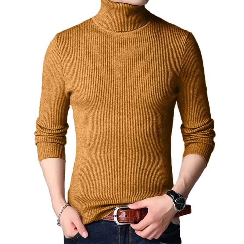 Ribbed knit jumper turtleneck jumper men