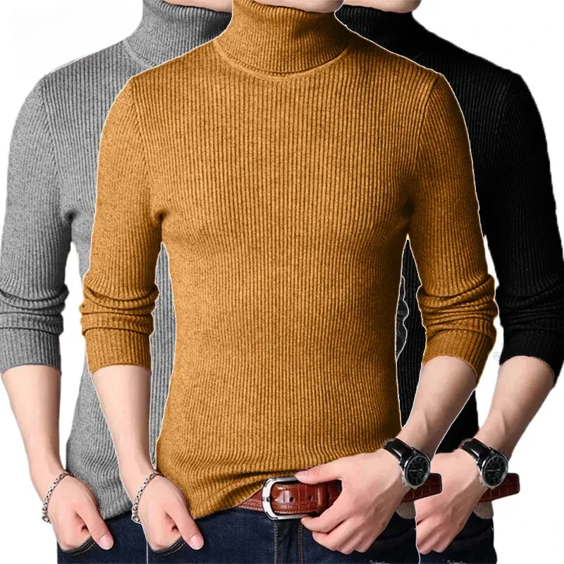 Ribbed knit jumper turtleneck jumper men