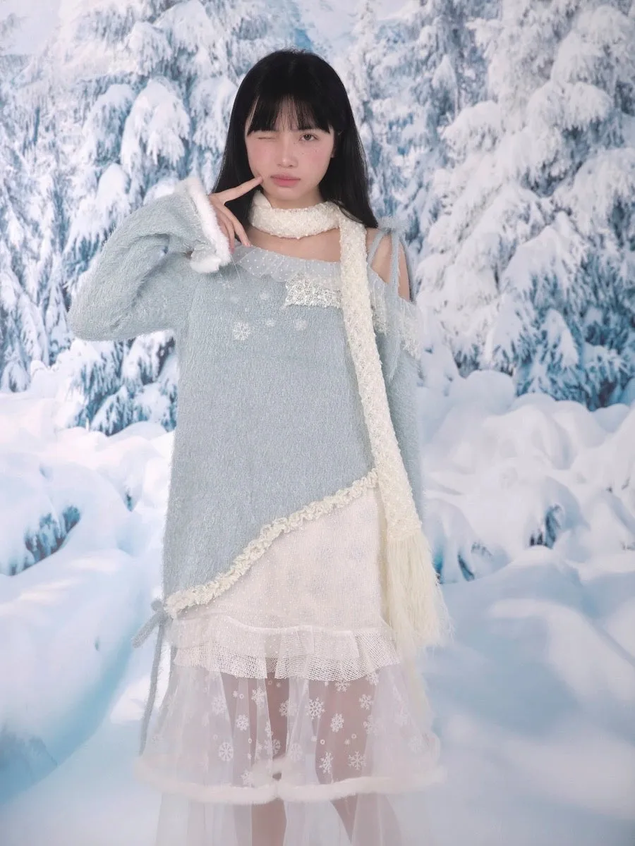 [Rose Island] Snowy Lace Long Skirt