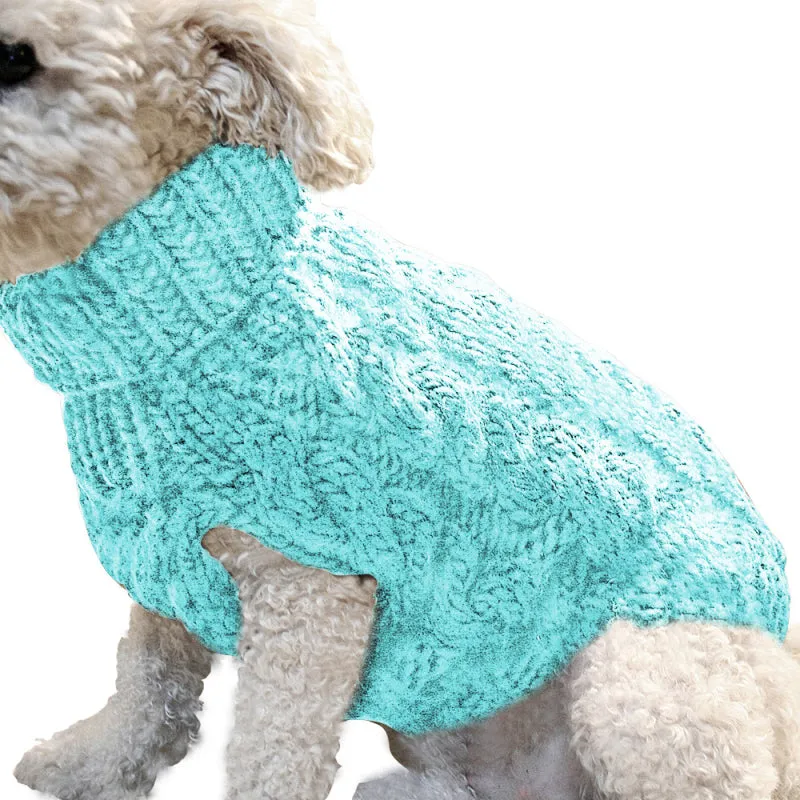 Soft High Collar Sweater for Dogs & Cats - Solid Color Winter Fashion - Chihuahua & Kitten Friendly