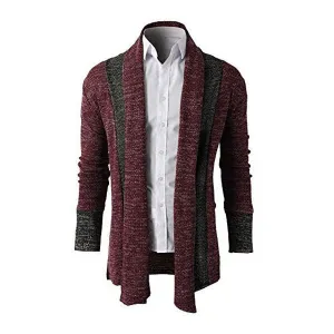 Stitching Color Slim Fit Knitted Cardigans