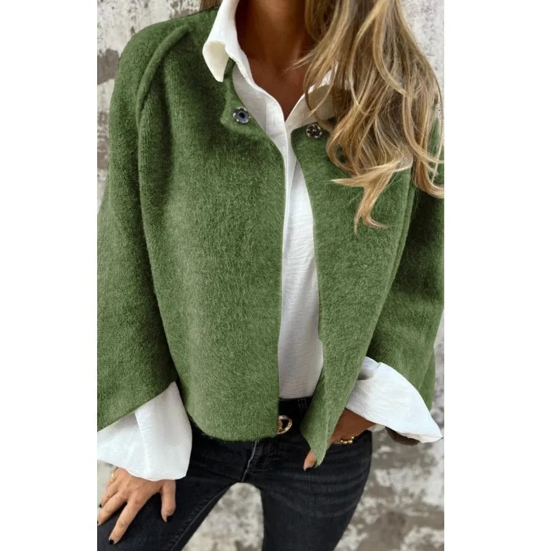 Women's Casual Cashmere Warm Loose Winter Jacket with Single Buckle | Ideal for Autumn/Winter