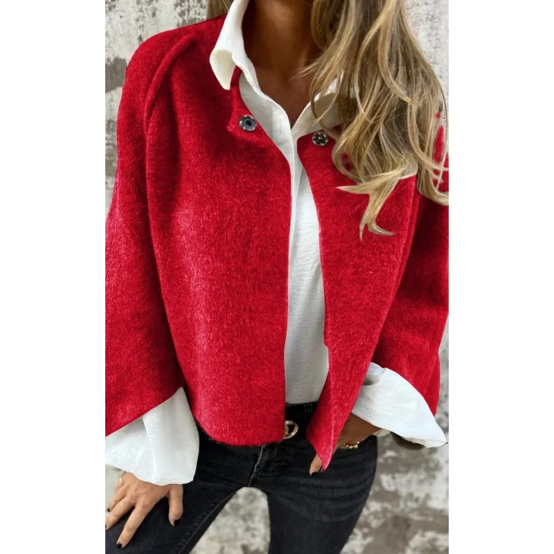 Women's Casual Cashmere Warm Loose Winter Jacket with Single Buckle | Ideal for Autumn/Winter