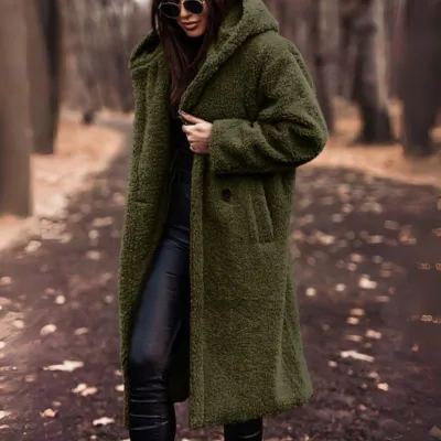 Women's Casual Hooded Warm Long Fleece Winter Coat | Ideal for Autumn/Winter