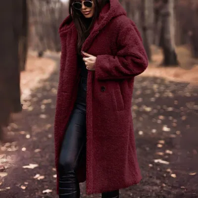 Women's Casual Hooded Warm Long Fleece Winter Coat | Ideal for Autumn/Winter